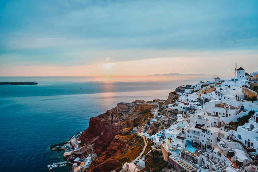 Beautiful sunset view over Greece